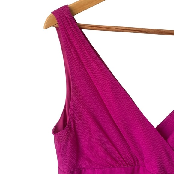 J. Crew Sophia 100% Silk Chiffon Pink Purple Wrap Bodice Lined Dress Size 10 - Picture 4 of 11